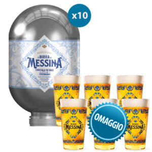 10 Fusti di Birra Messina Cristalli di Sale Blade 8 lt + 6 Bicchieri Messina Omaggio