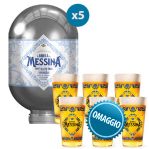 5 Fusti di Birra Messina Cristalli di Sale Blade 8 lt + 6 Bicchieri Messina OMAGGIO