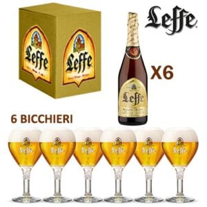 6 Birra Leffe Bionda cl 75 + 6 Calici Leffe