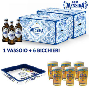 30 Birra Messina Cristalli di Sale cl 50 + 6 Bicchieri + Vassoio OMAGGIO