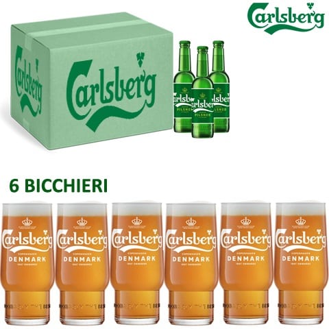 24 bt di Birra Carlsberg 33 cl 6 Bicchieri Carlsberg Kalsa.Store