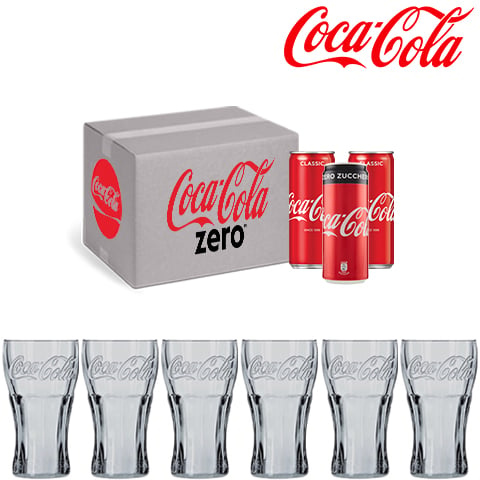 Coca Cola 33 cl a Scelta + 6 Bicchieri 