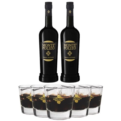 2 Bottiglie di Amaro Monte Polizo + Bicchieri