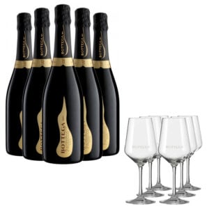 6 bt di Prosecco Bottega Brut DOC cl 75 + 6 Calici