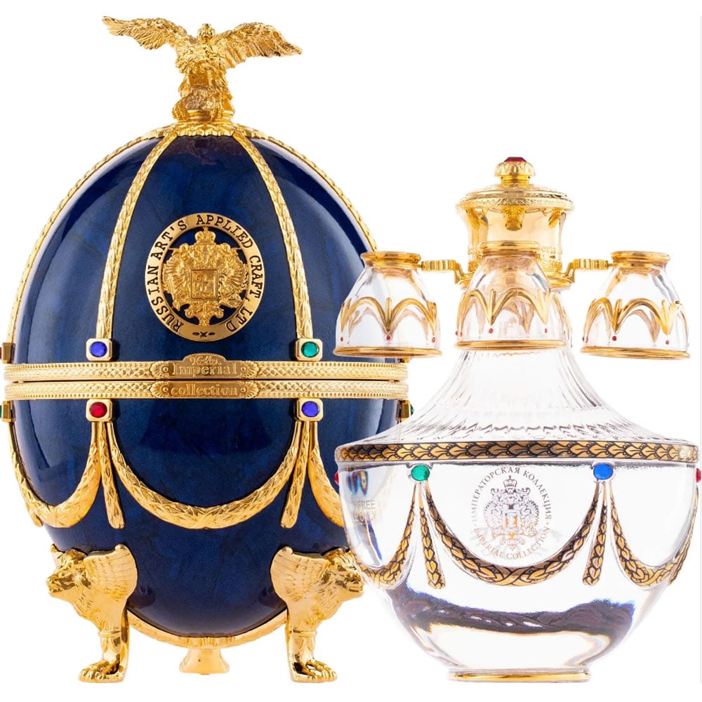 Vodka Imperial Collection Blue Shappire Uovo Astuccio In Velluto - Image 3
