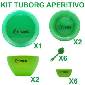 Kit Tuborg Aperitivo 6 forch 2 piatti 1 vassoio 2 ciotole grandi 6 ciotole min