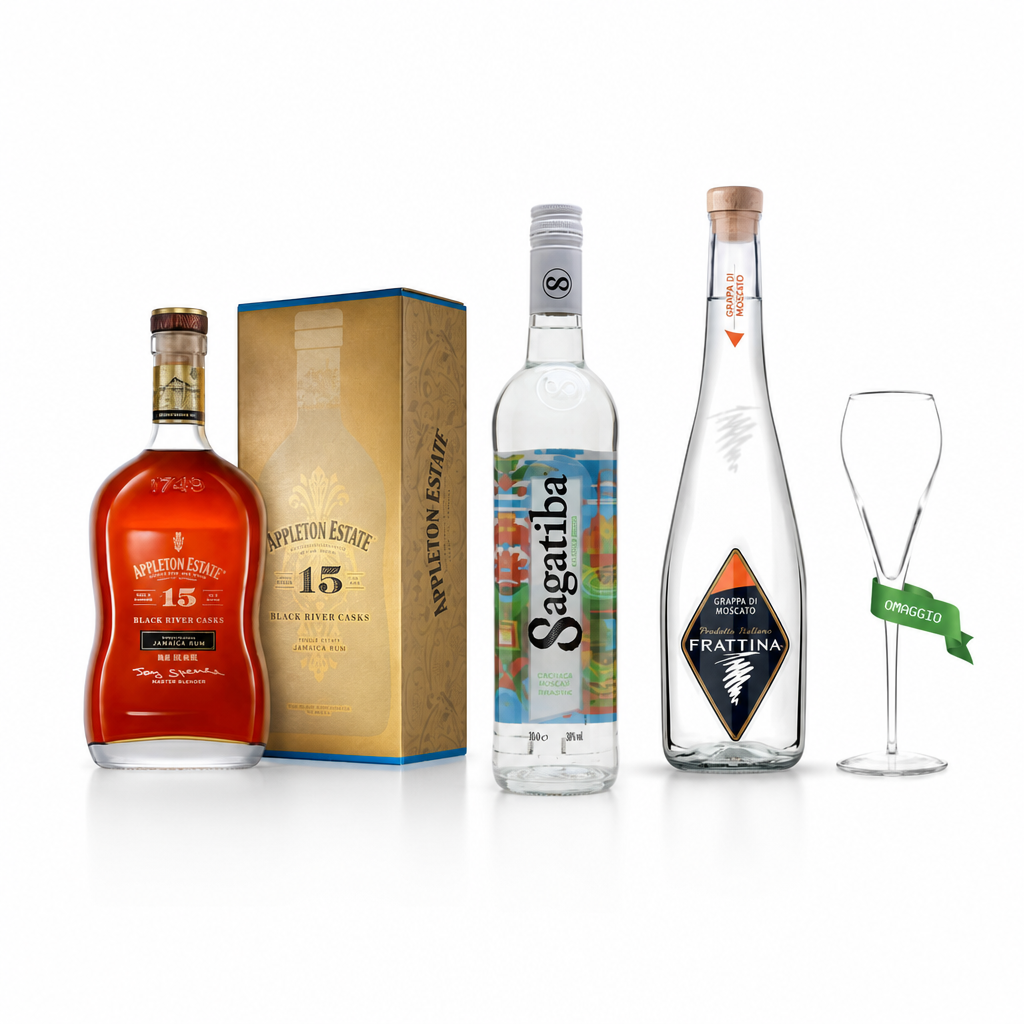 Elegante Pack di Distillati Prestigiosi con Bicchieri in Omaggio