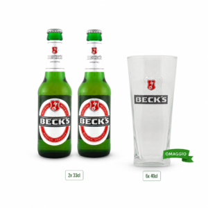 Beck's Birre Bundle 2x Birra Beck's cl 33 Vap X24 Con Bicchieri Tumbler Beck's Henry cl 40 Omaggio