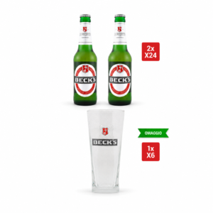 Beck's Birre Bundle 2x Birra Beck's Cl 33 Vap X24 con Bicchiere Beck's Cl 40 Omaggio