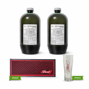 Bud Birre Bundle Fusto 2 x 12 Litri con Tappetino Bar Runner e Set Bicchieri in Omaggio