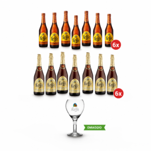 Leffe Pack Birre Ambrata e Bionda 6x75cl con Bicchiere Calice in Omaggio