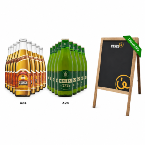 Ceres Bundle Birre Esclusive: 24 Bottiglie Strong Ale Bionda e 24 Premium Lager con Lavagna A Cavalletto Omaggio