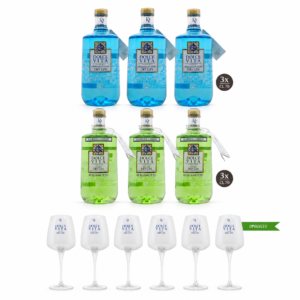 Dolce Vita Distillati Bundle Gin Dry Mediterraneo e Bergamotto 6 Bottiglie con Omaggio Set 6 Calici Aurum