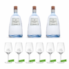 Mare Distillati Gin Mare Capri 3 Bottiglie 70 cl Con Omaggio Set 6 Bicchieri Calice in Plastica