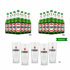 Beck's Birre Bundle 2x Birra Beck's Cl 33 Vap X24 con Bicchiere Beck's Cl 40 Omaggio
