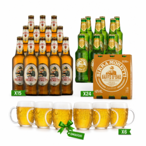 Moretti Birre Bundle Birra Moretti Cl 66 Vap X15 E Birra Moretti Baffo Oro Tris 33 Cl X24 In Omaggio Bicchiere Moretti 20 Cl