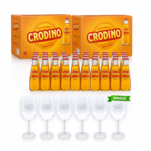 Crodino Bundle Aperitivi Crodino 10 Cl Analcolico X96 In Omaggio: Bicchieri Calice Crodino Twist X6