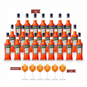 Aperol Aperitivi Bundle 18 Bottiglie Da 1 Lt Con Set 6 Bicchieri Calice Aperol Spritz In Omaggio