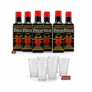 Petrus Liquori Amaro Bundle 6 Bottiglie Cl 70 Con Omaggio Set 6 Bicchieri Amaro Petrus