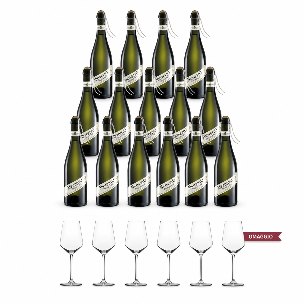 Mionetto Vini Frizzanti Bundle 12 Bottiglie Da 75cl Con Set 6 Calici Rastal Omaggio