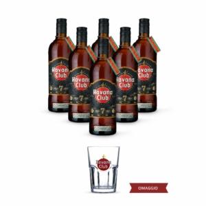 Havana Club Rum Añejo Club 7 Anni 6 Bottiglie Con Set 12 Bicchieri Tumbler In Omaggio