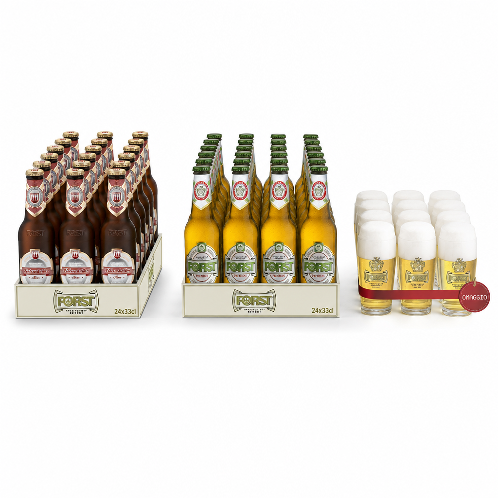Forst Bundle Birre Selezione Felsenkeller E Classica 48 Bottiglie Con Bicchieri Omaggio