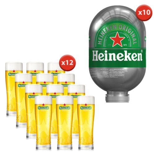 10 Fusti di Birra Heineken Blade 8 lt + 12 Bicchieri Heineken OMAGGIO