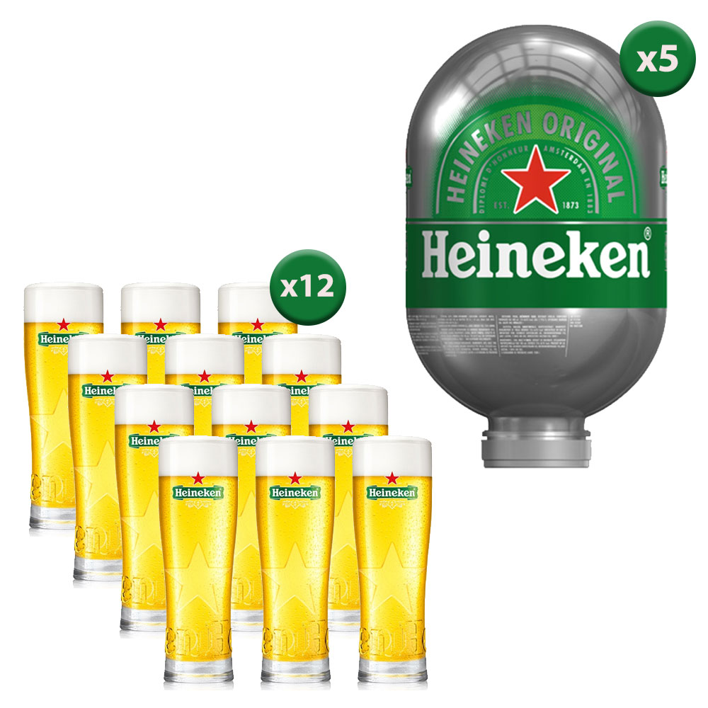 5 Fusti di Birra Heineken Blade 8 lt + 12 Bicchieri Heineken OMAGGIO 