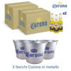 48 Birra Corona cl 33 + 3 Secchi in Metallo in Omaggio